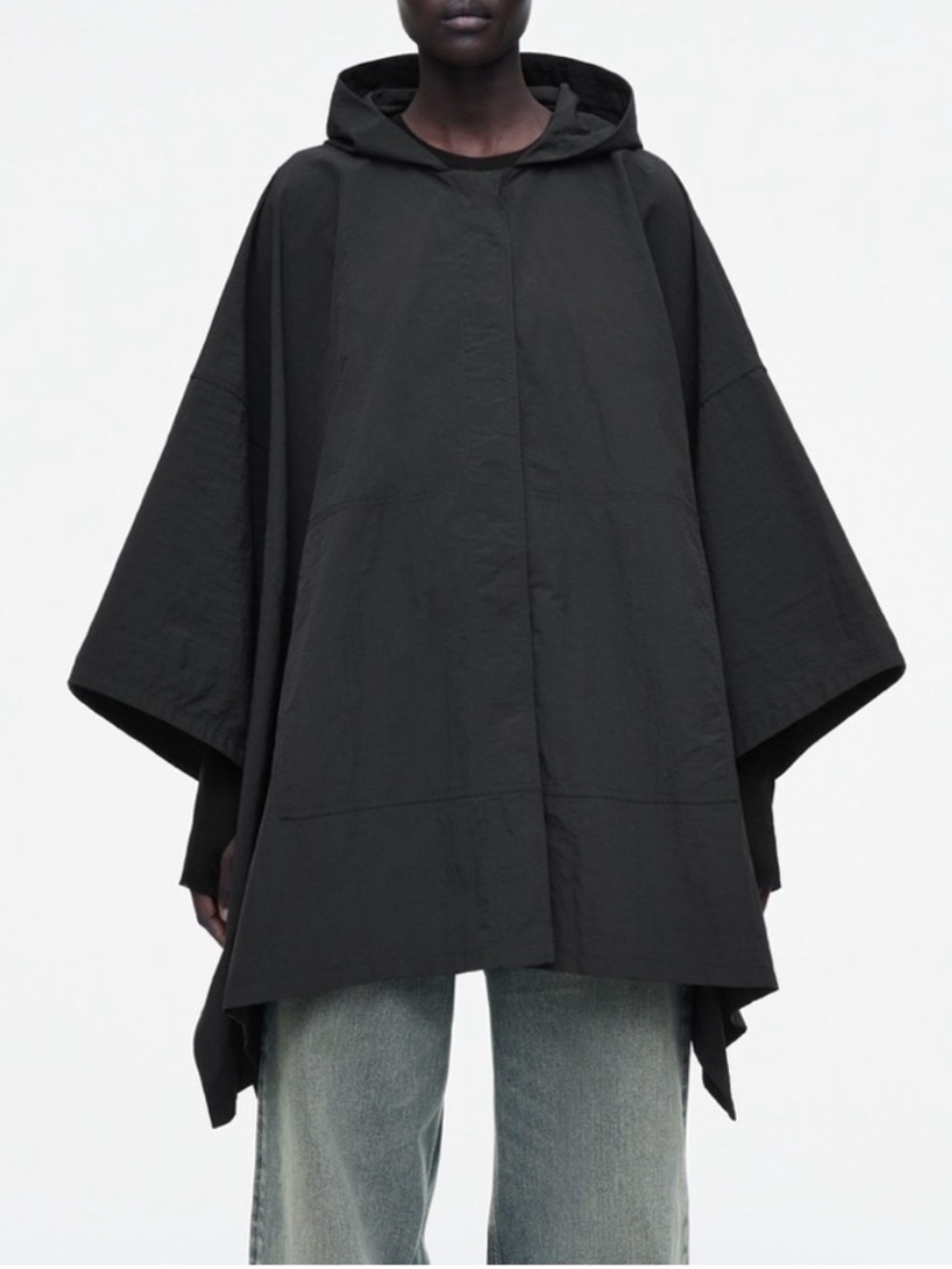 COS Hooded Trench Coat Cape Poncho Black Spring Outdoor Women’s One Size